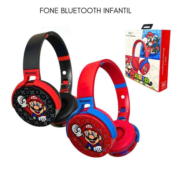 Imagem de Fone De Ouvido Infantil Menino Menina Super Mário Bros Sem Fio Bluetooth Headset