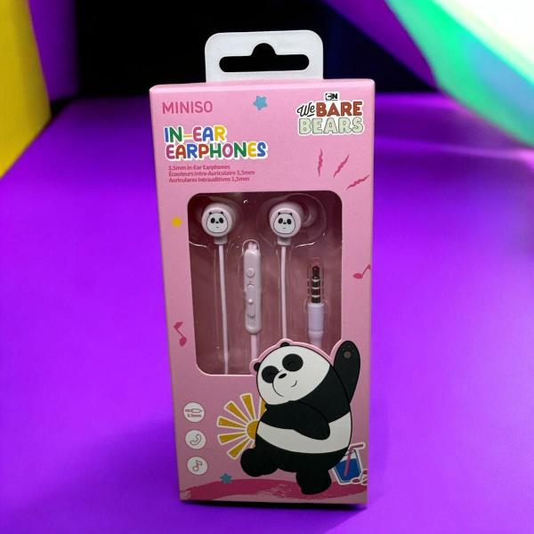 Imagem de Fone De Ouvido Intra Aricular Ursos Sem Curso Panda Miniso