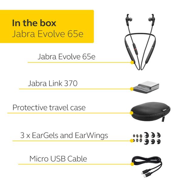 Imagem de Fone de ouvido Jabra Evolve 65E UC & Link 370 Bluetooth com microfone