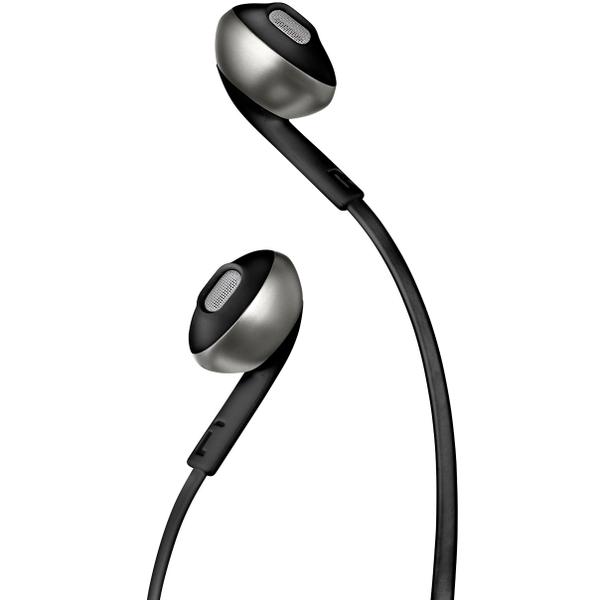 Imagem de Fone de Ouvido JBL T205 BLK Preto Cinza Pure Bass Earbuds com Microfone Controle para Android e iOS