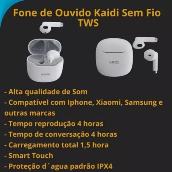 Imagem de Fone De Ouvido Kaidi Bluetooth Sem Fio com Bateria de Longa Duração