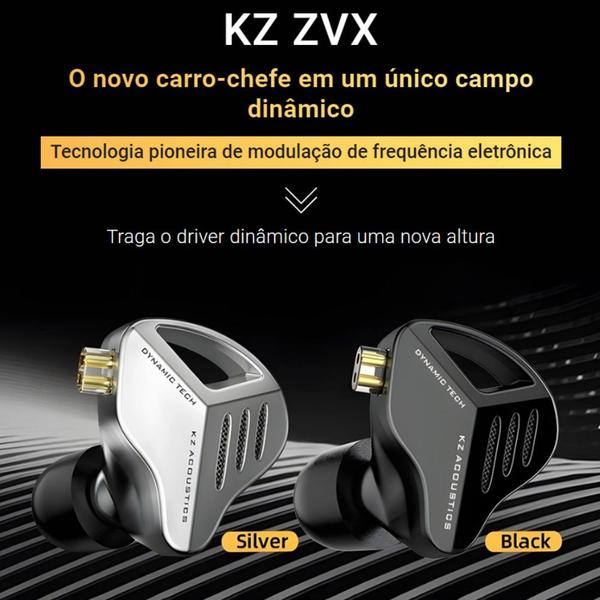 Imagem de Fone de Ouvido KZ ZVX Hi-Fi Com Microfone