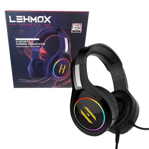 Imagem de Fone de Ouvido Lehmox Hyper G.T-F3 RGB LED Gamer Compatível com PC e Consoles Plug 3.5mm