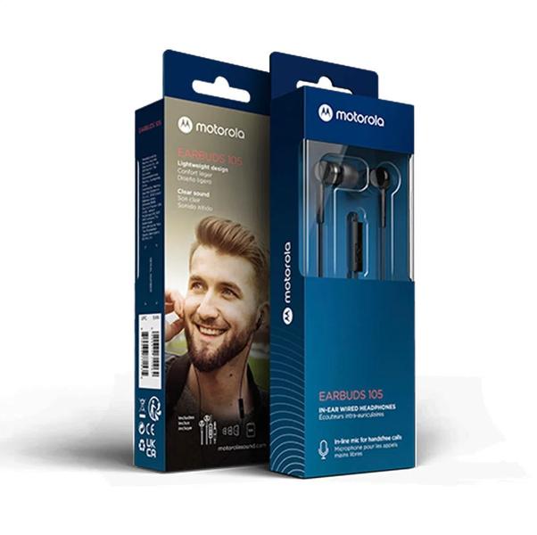 Imagem de Fone De Ouvido Motorola Earbuds 105, Anti Ruido Com Microfone - Preto