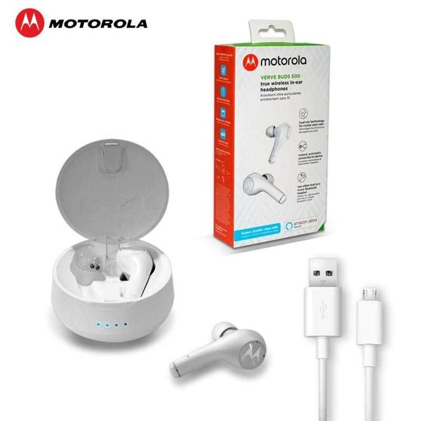 Imagem de Fone de Ouvido Motorola VerveBuds 500 Bluetooth Branco - Dual-Mic, Som Estéreo Rico, Conecte 2 Dispositivos, Bluetooth 5.0