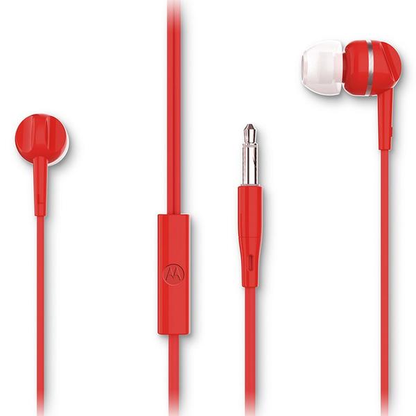 Imagem de Fone De Ouvido Original Motorola Earbuds 105, Anti Ruído Com Microfone - Vermelho