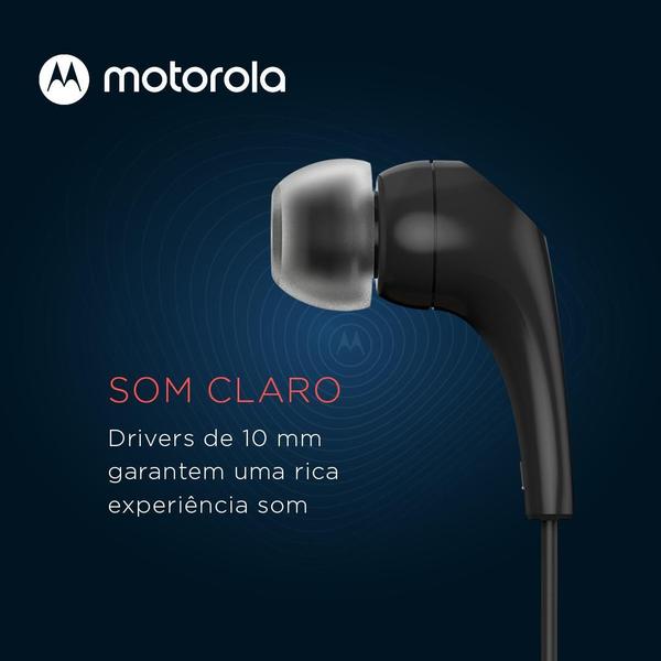 Imagem de Fone De Ouvido Original Motorola Earbuds 2-S com Microfone Conexão P2 - Preto