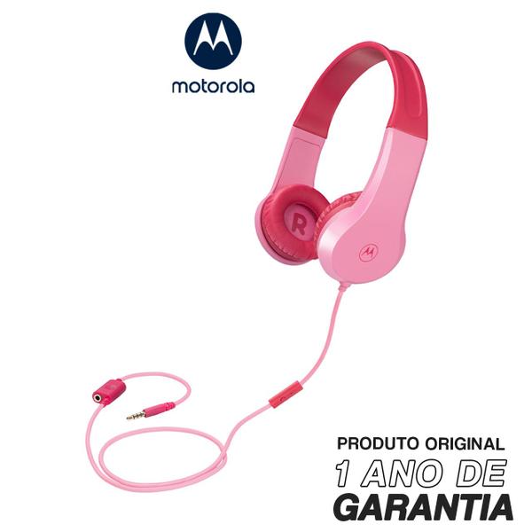 Imagem de Fone De Ouvido Original Motorola Moto JR 200 Kids, Isolamento de ruido - Rosa