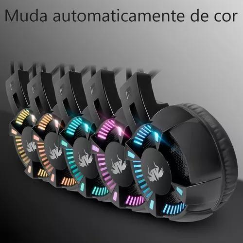 Imagem de Fone de ouvido over-ear gamer Knup KP-464 preto com luz LED