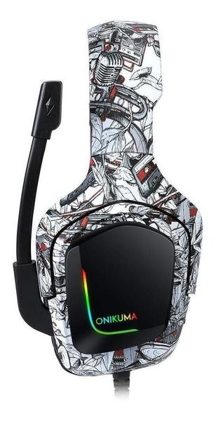 Imagem de Fone de ouvido over-ear gamer Onikuma K20 camuflagem branca com luz rgb LED