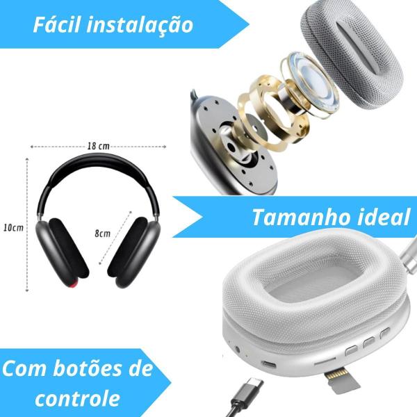 Imagem de Fone De Ouvido Over-Ear Gamer Sem Fio Bluetooth P9 Prata