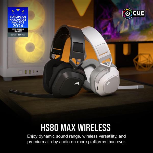 Imagem de Fone de ouvido para jogos Corsair HS80 MAX Wireless com Bluetooth cinza