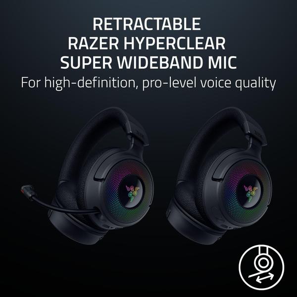 Imagem de Fone de ouvido para jogos Razer Kraken V4 sem fio Bluetooth USB de 2,4 GHz