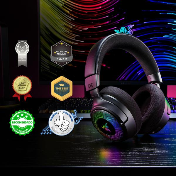 Imagem de Fone de ouvido para jogos Razer Kraken V4 sem fio Bluetooth USB de 2,4 GHz