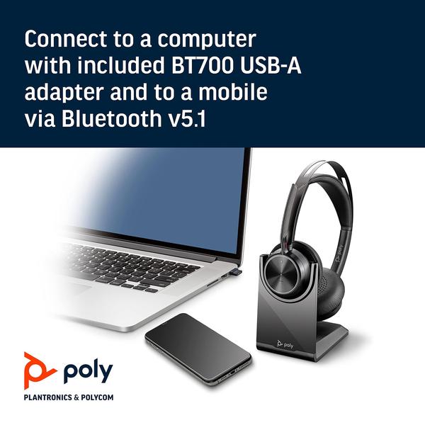 Imagem de Fone de ouvido Poly Voyager Focus 2 UC USB-A com suporte Bluetooth ANC