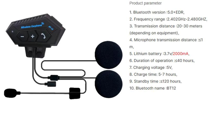 Imagem de Fone De Ouvido Pra Moto Capacete Bluetooth Estéreo Multifuncional Recebe Ligação Anti Interferencia