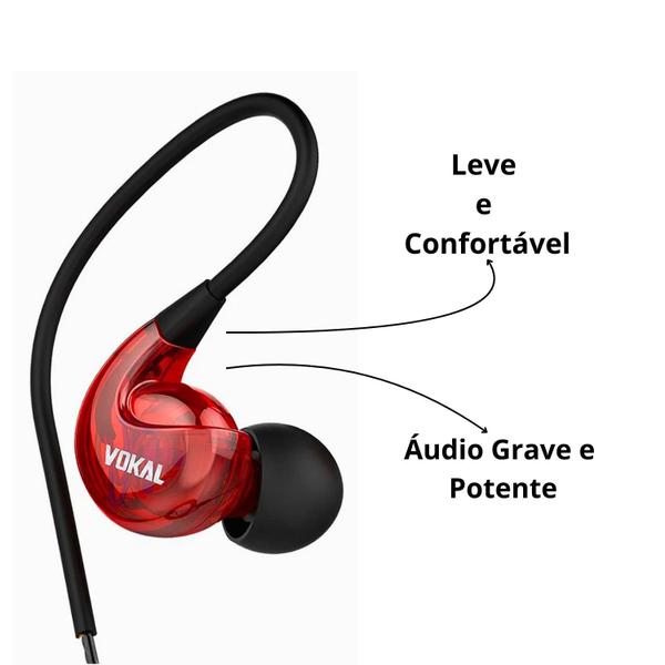 Imagem de Fone De Ouvido Retorno Vokal E40 Vermelho Monitor In Ear