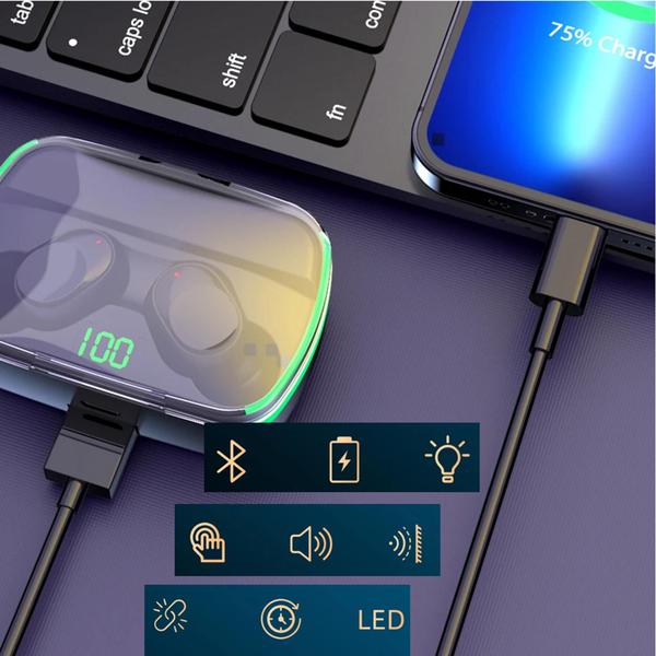 Imagem de Fone De Ouvido Sem Fio Bluetooth 5.3 Áudio Estéreo M60 Preto LEFM60