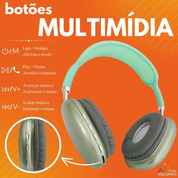 Imagem de Fone de Ouvido Sem Fio Bluetooth Cores Wireless Headset Cancelamento de Ruído