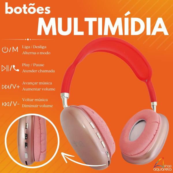 Imagem de Fone de Ouvido Sem Fio Bluetooth Cores Wireless Headset Cancelamento de Ruído