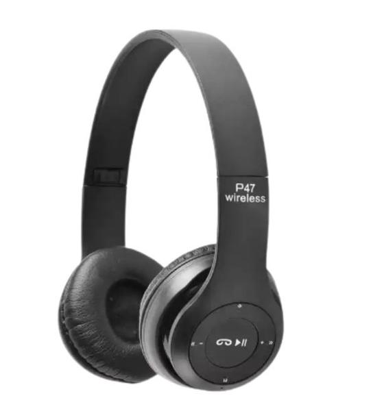 Fone de Ouvido Sem Fio Bluetooth Dobrável P47- Preto Fone de Ouvido Sem Fio Bluetooth Dobrável P47- Preto