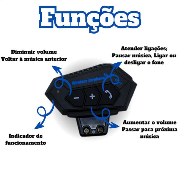 Imagem de Fone de ouvido Sem fio Com Microfone Capacete Intercomunicador BT12 Fone para moto