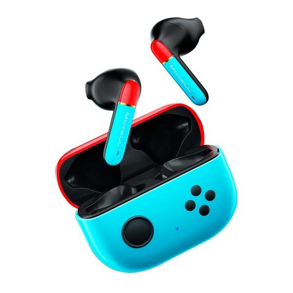 Imagem de Fone de Ouvido Sem Fio Gamer WB Bits, Bluetooth, Som 360, Resistente a Água e Suor, Vermelho e Azul - WBFOTWBITSRB