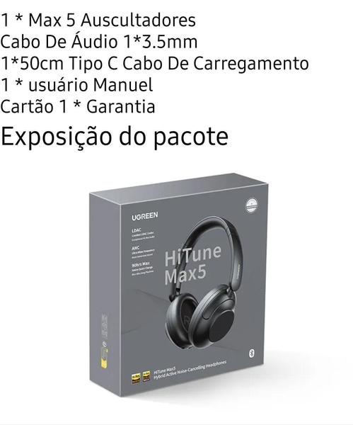 Imagem de Fone De Ouvido Sem Fio Ugreen Hitune Max 5 Hi-Fi 90H Anc