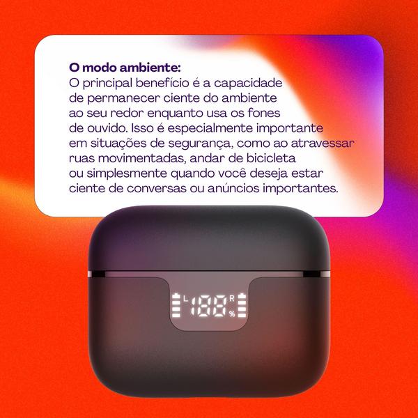 Imagem de Fone De Ouvido Tws Com Anc E Enc Harmonywave Preto - Aer15Bk