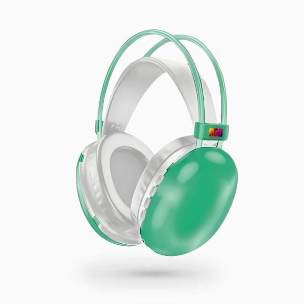 Imagem de Fone de Ouvido Verde Bluetooth com Design Elegante e LED RGB