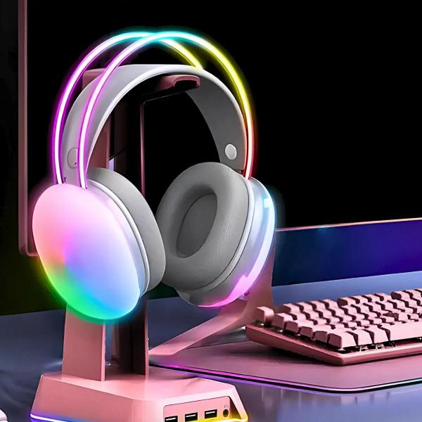 Imagem de Fone de Ouvido Verde Bluetooth com Design Elegante e LED RGB