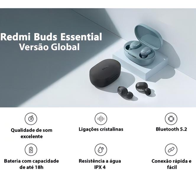 Imagem de Fone De Ouvido Xiaomi Redmi Buds Essential sem fio, Bluetooth 5.2, bateria de 24 horas