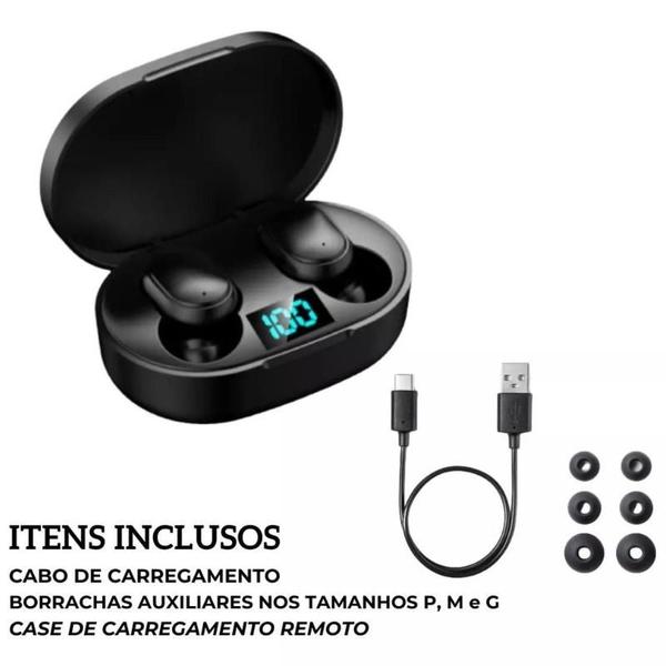 Imagem de Fone de Ouvodo E6s 5.0 Toque Mini Sem Fio Bluetooth Headset TWS Esportes Earbuds Cor Preto