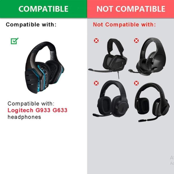 Imagem de Fone Gamer Almofada Reposição Logitech Compatível G633 G933 G935