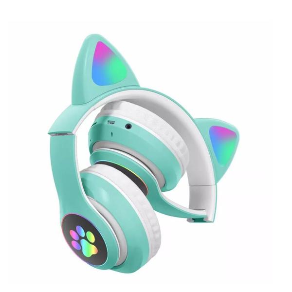 Imagem de Fone Gatinho Com Led Bluetooth Infantil Meninas Meninos Gato