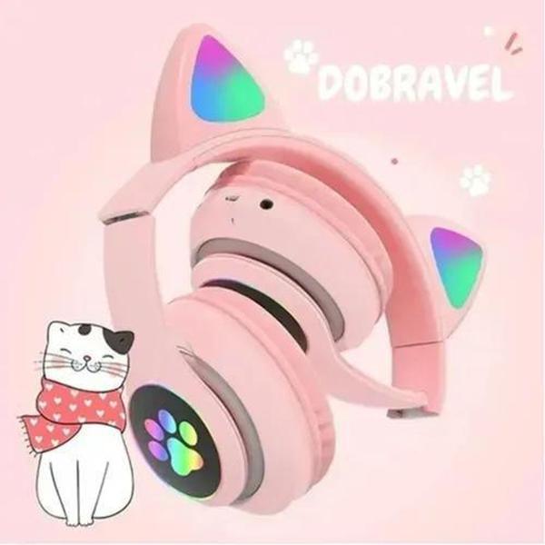 Imagem de Fone Gatinho Led Bluetooth Wireless Dobrável - Wirelless Earphone