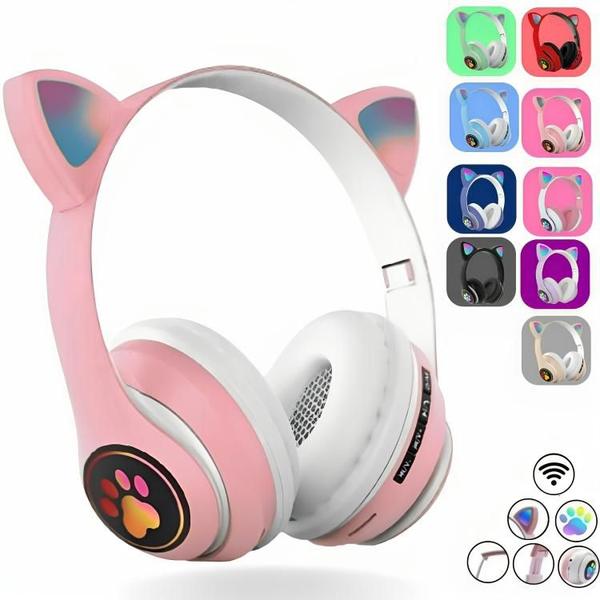 Imagem de Fone Gatinho Sem Fio Com Led Bluetooth Infantil Meninas Gato