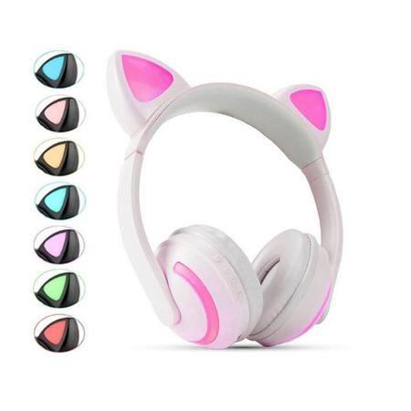 Imagem de Fone Gatinho Sem Fio Com Led Bluetooth Infantil Meninas Gato