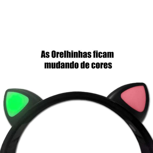 Imagem de Fone Headset Bluetooth Orelha Gato Gatinho Led Fone Pc Game