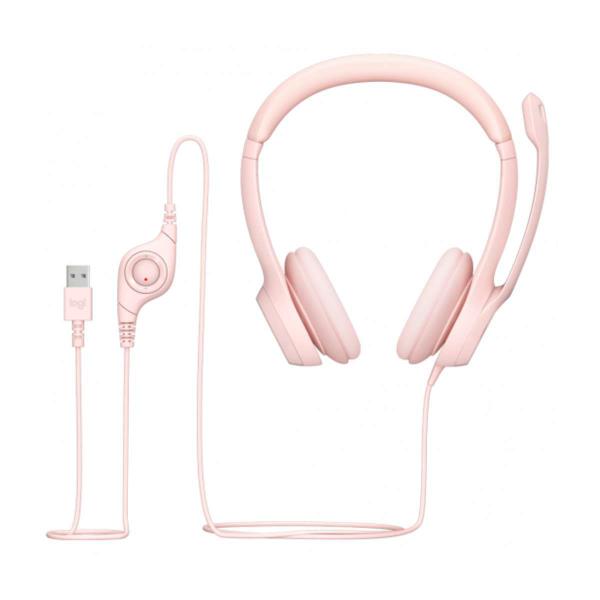 Imagem de Fone Headset Com Fio USB Rosa H390 Logitech