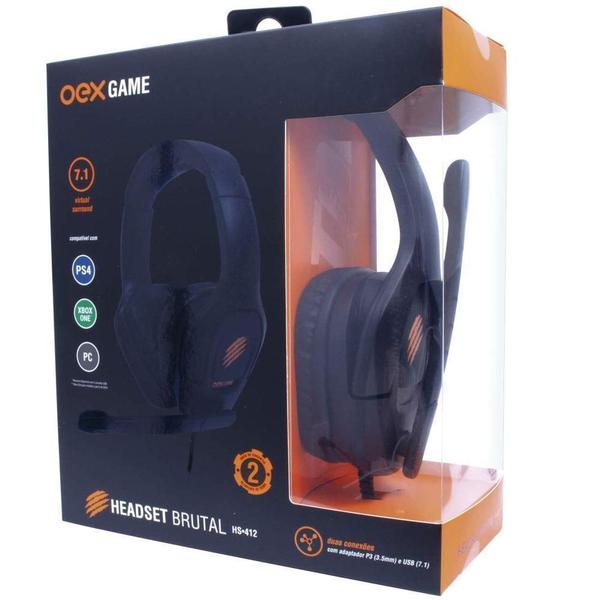 Imagem de Fone headset gamer brutal hs412 usb e p3 oex preto