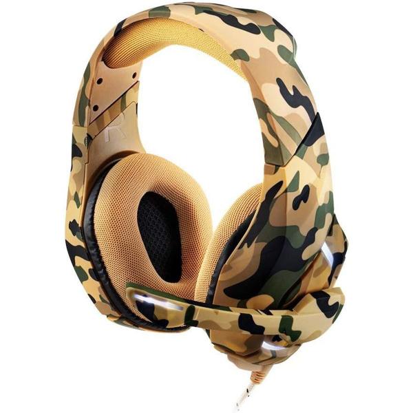 Imagem de Fone Headset Gamer Camuflado Deserto Led Knup Kp-ga01