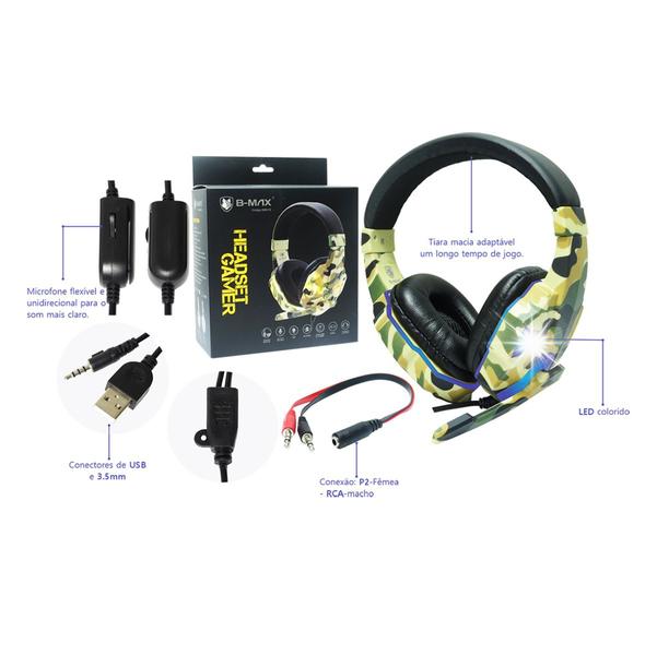 Imagem de Fone Headset Gamer Com Led Xbox One Ps4 Celular Computador