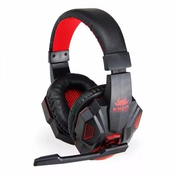 Imagem de Fone Headset Gamer Com Luz Led Kp-397 Vermelho Knup