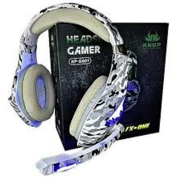 Imagem de Fone Headset Gamer Pc Xbox Ps4 Led P3 + P2 Branco Camuflado