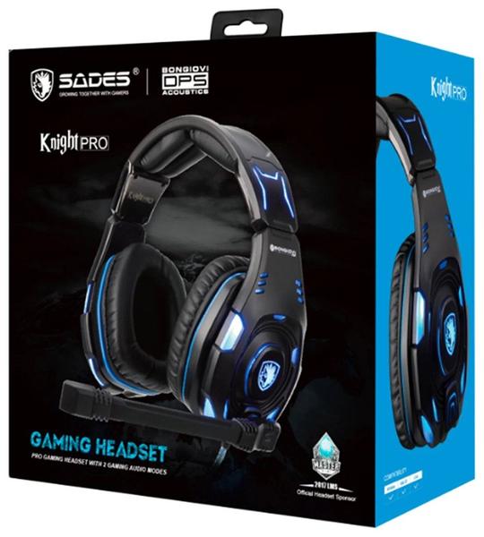 Imagem de Fone Headset Gamer Sades Knight Pro Audio BY Bongiovi DPS - Preto/Azul