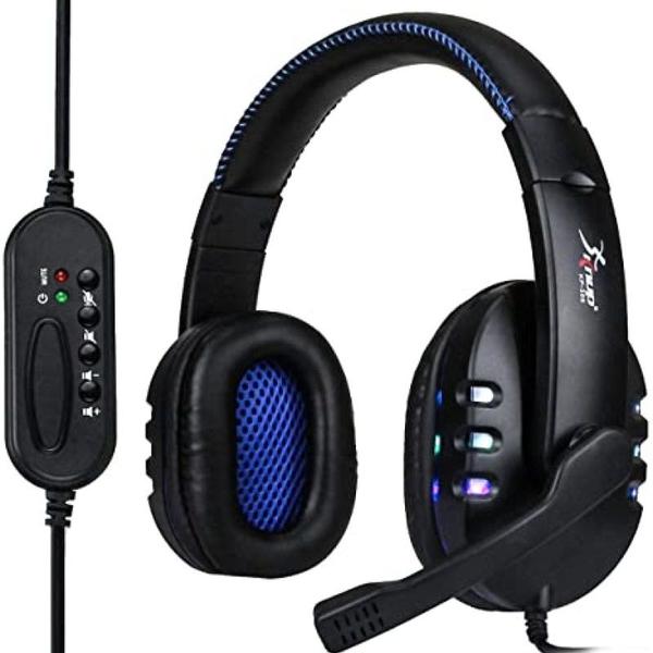 Imagem de Fone Headset Gamer Usb Led Microfone Kp-359 Knup azul