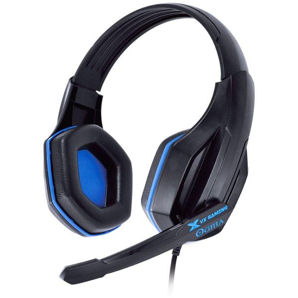Imagem de Fone headset gamer vx gaming ogma p2 stereo com microfone - preto e azul - Vinik