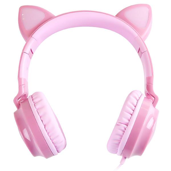 Imagem de Fone Headset KITTY EAR - Orelha de Gato Rosa com Microfone Cabo 1.2M PLUG P2 Estereo P3 - KE120R