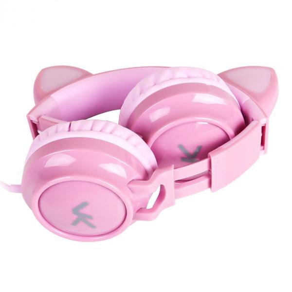 Imagem de Fone Headset Kitty Ear - Orelha de Gato Rosa Com Microfone Cabo 1.2M PLUG P2 Estereo P3 - KE120R